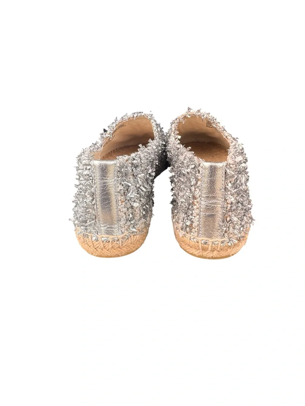 Tory Burch Cream and Silver Tweed Espadrilles with Logo, NWOT